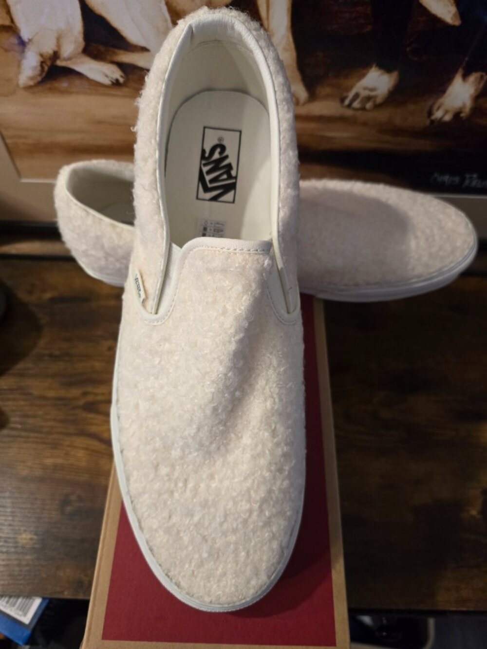 Vans Slip-On File Fleece Sneakers Skate Shoes Sherpa White VN000EACCJ7 US 13 - Picture 1 of 14